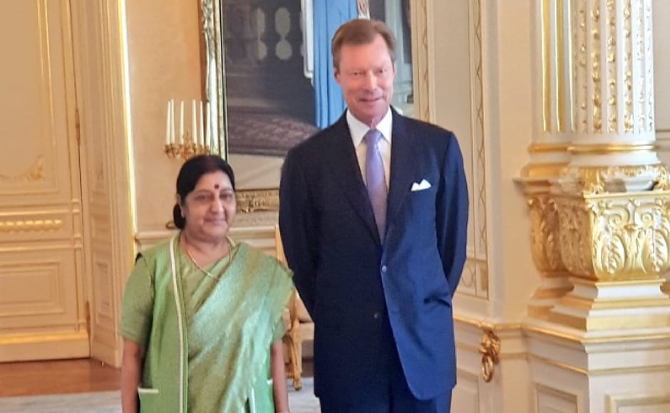 The external affairs minister also made a courtesy call on Grand Duke of Luxembourg Henri Albert Gabriel Felix Marie Guillaume on Wednesday. Twitter/@MEAIndia The external affairs minister also made a courtesy call on Grand Duke of Luxembourg Henri Albert Gabriel Felix Marie Guillaume on Wednesday. Twitter/@MEAIndia