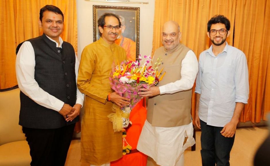 BJP president Amit Shah meets allies as part of BJP's 'Sampark for Samartan' campaign in Maharashtra BJP president Amit Shah meets allies as part of BJP's 'Sampark for Samartan' campaign in Maharashtra