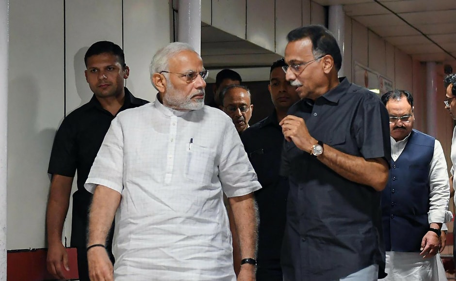 Prime Minister Narendra Modi talks to Ranjan Bhattacharya, the foster son-in-law of former prime minister Atal Bihari Vajpayee during his visit to All India Institute of Medical Sciences (AIIMS). Vajpayee has been admitted to AIIMS for a routine check-up, in New Delhi on Monday. PTI Prime Minister Narendra Modi talks to Ranjan Bhattacharya, the foster son-in-law of former prime minister Atal Bihari Vajpayee during his visit to All India Institute of Medical Sciences (AIIMS). Vajpayee has been admitted to AIIMS for a routine check-up, in New Delhi on Monday. PTI