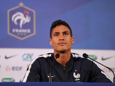 France's Raphael Varane looks on during a press conference in Istra. AP