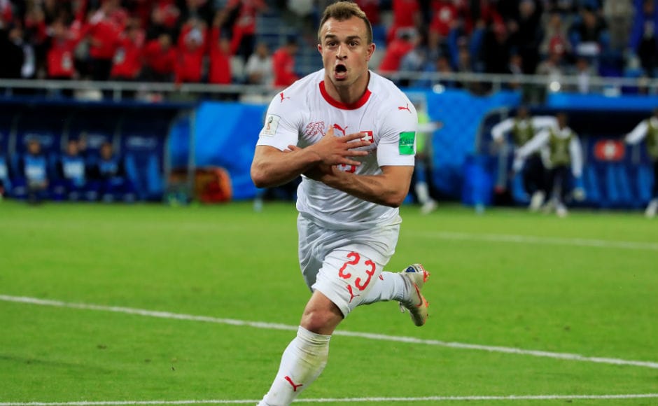Switzerland's Xherdan Shaqiri celebrates scoring their second goal. Reuters Switzerland's Xherdan Shaqiri celebrates scoring their second goal. Reuters