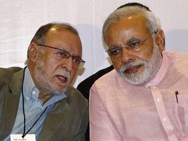 File image of Delhi L-G Anil Baijal and Prime Minister Narendra Modi. PTI.