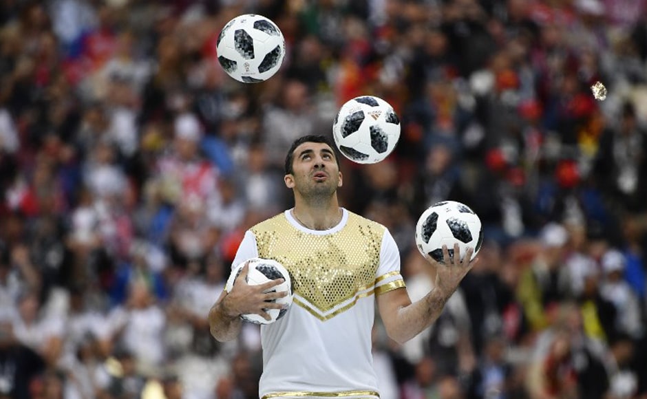 A performer juggles with footballs during the Opening Ceremony before the the Russia 2018 World Cup Group A football match between Russia and Saudi Arabia at the Luzhniki Stadium in Moscow on 14 June, 2018. AFP A performer juggles with footballs during the Opening Ceremony before the the Russia 2018 World Cup Group A football match between Russia and Saudi Arabia at the Luzhniki Stadium in Moscow on 14 June, 2018. AFP