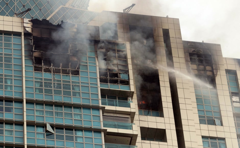 At least 10 fire engines, two quick response vans, five water tankers have been put in service to douse the fire. Firstpost/Sachin Gokhale At least 10 fire engines, two quick response vans, five water tankers have been put in service to douse the fire. Firstpost/Sachin Gokhale