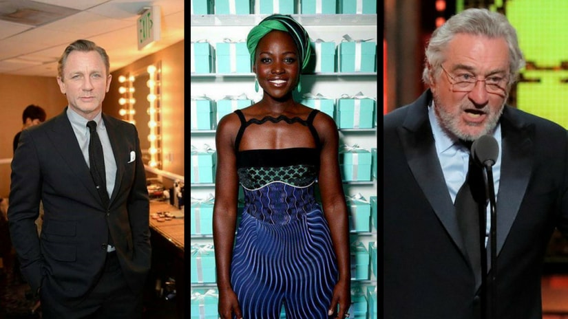 Left-Right: Daniel Craig, Lupita Nyong'o, Robert De Niro. Images from Twitter