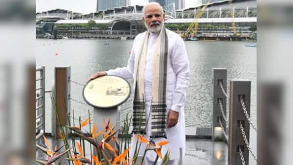 Narendra Modi in Singapore: Prime minister unveils Mahatma Gandhi's plaque at his ash-immersion site