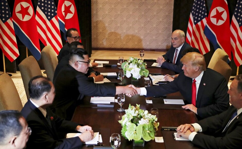 The two leaders sit down for one-on-one talks. They are expected to talk about denuclearisation of the Korean peninsula and extend a message of peace. Twitter @CGTNOfficial The two leaders sit down for one-on-one talks. They are expected to talk about denuclearisation of the Korean peninsula and extend a message of peace. Twitter @CGTNOfficial