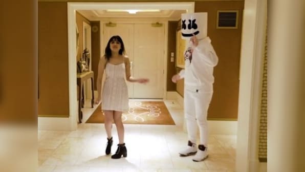 Watch: Marshmello dances his way to Bollywood with Shirley Setia on Kala Chashma in Las Vegas