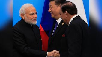 SCO summit 2018: Narendra Modi and Pakistan president Mamnoon Hussain shake hands, chat briefly