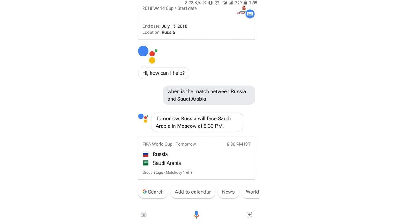 Google Assistant World Cup