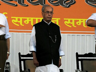 Former president Pranab Mukherjee at the RSS event on Thursday. Reuters