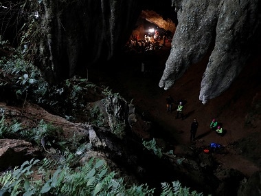 Rescue workers Tham Luang caves during a search of an under-16 football team and their coach. Reuters