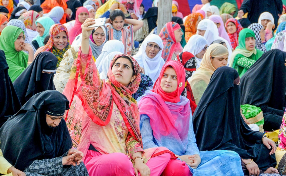 Women in Srinagar posed for selfies and celebrated the festival. Morning prayers were offered and arrangements were made with great fervour. PTI Women in Srinagar posed for selfies and celebrated the festival. Morning prayers were offered and arrangements were made with great fervour. PTI