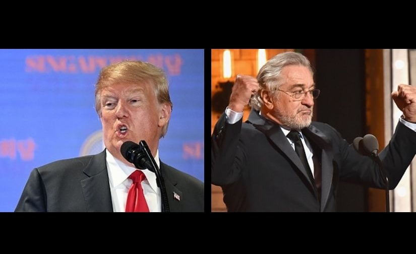 US president Donald Trump (left) and actor Robert De Niro (right). Twitter @DearAuntCrabby
