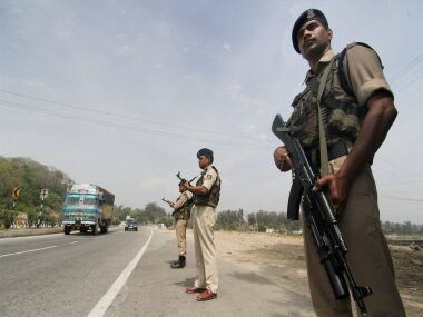 Jammu: Tight vigil ahead of Prime Minister Narendra Modi's visit, on the Jammu-Srinagar national highway on Friday. The PM will inaugurate Southeast Asia's longest road tunnel between Chenani and Nashri on the Jammu-Srinagar national highway and attend a public rally on April 2 at Udhampur in Jammu. PTI Photo(PTI3_31_2017_000188B)