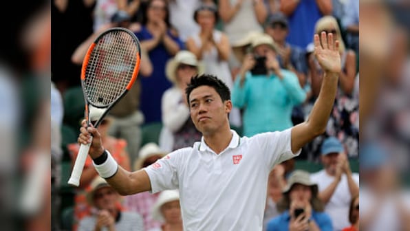 Wimbledon 2018: Kei Nishikori overcomes arm injury to beat Ernests Gulbis and reach quarter-final