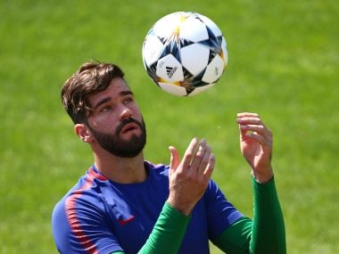 File photo of Alisson Becker during a training session. Reuters