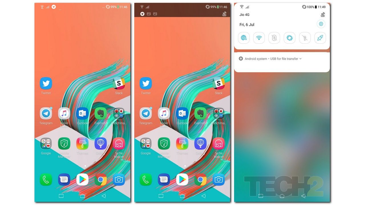 Asus's notifications bar extension feature lets you see more status icons with the notch.