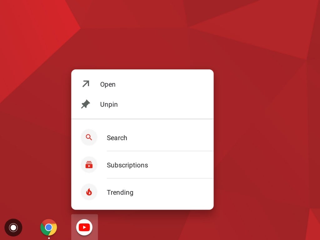 App shortcuts are being added for Android apps in Chrome OS Dev Channel. Image: François Beaufort