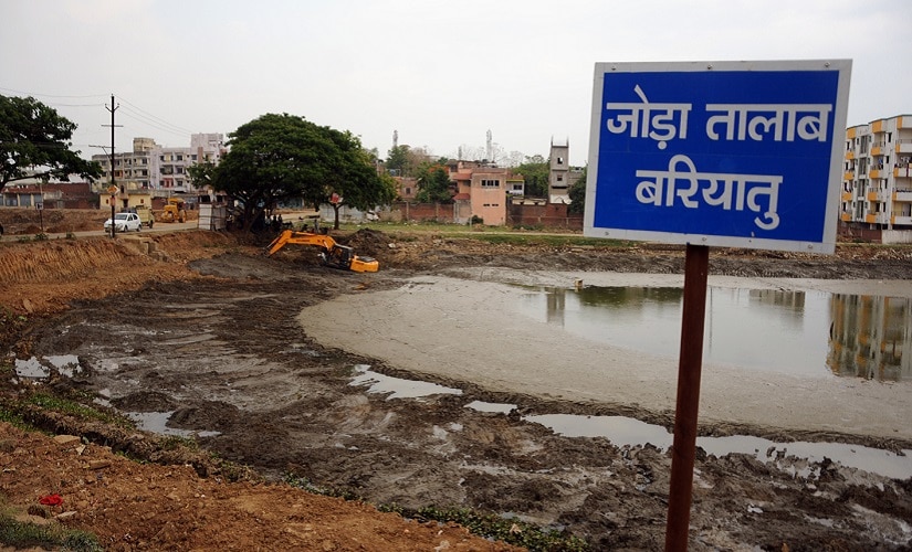 De-silting at Bariatu located Joda Talab in Ranchi. Image courtesy Debjani Chakraborty