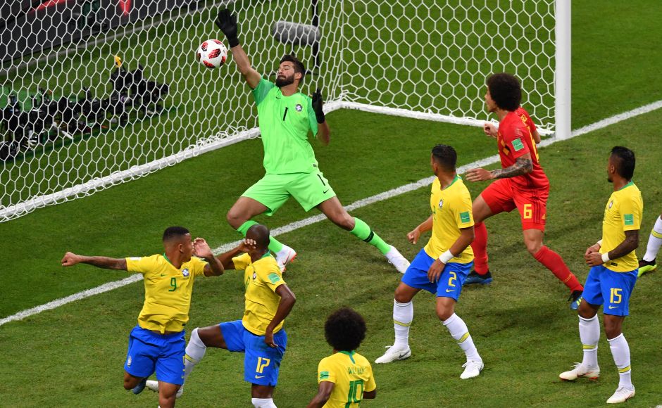 Belgium took the lead when Fernandinho (17) diverted the ball into his own net from a Belgian corner. AFP/Saeed Khan Belgium took the lead when Fernandinho (17) diverted the ball into his own net from a Belgian corner. AFP/Saeed Khan