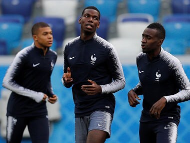   The French Paul Pogba, Blaise Matuidi and Kylian Mbappe train for the shock of the quarterfinals against Uruguay Reuters 