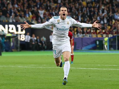 Soccer Football - Champions League Final - Real Madrid v Liverpool - NSC Olympic Stadium, Kiev, Ukraine - May 26, 2018 Real Madrid's Gareth Bale celebrates scoring their second goal REUTERS/Hannah McKay TPX IMAGES OF THE DAY - RC1459A755F0