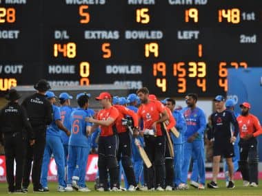 England defeated India by five wickets in second T20I in Cardiff. AFP