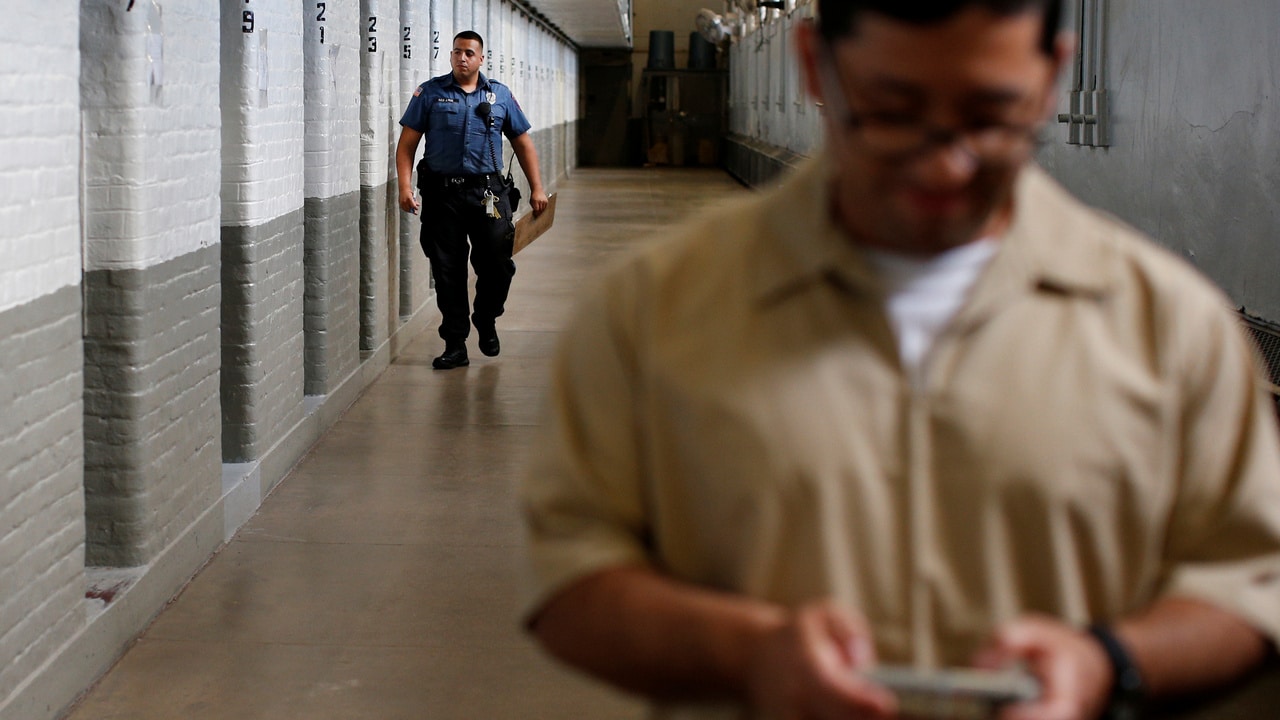Inmate Ignacio Rodriguez uses his JPay tablet device inside the East Jersey State Prison in New Jersey, US. Reuters