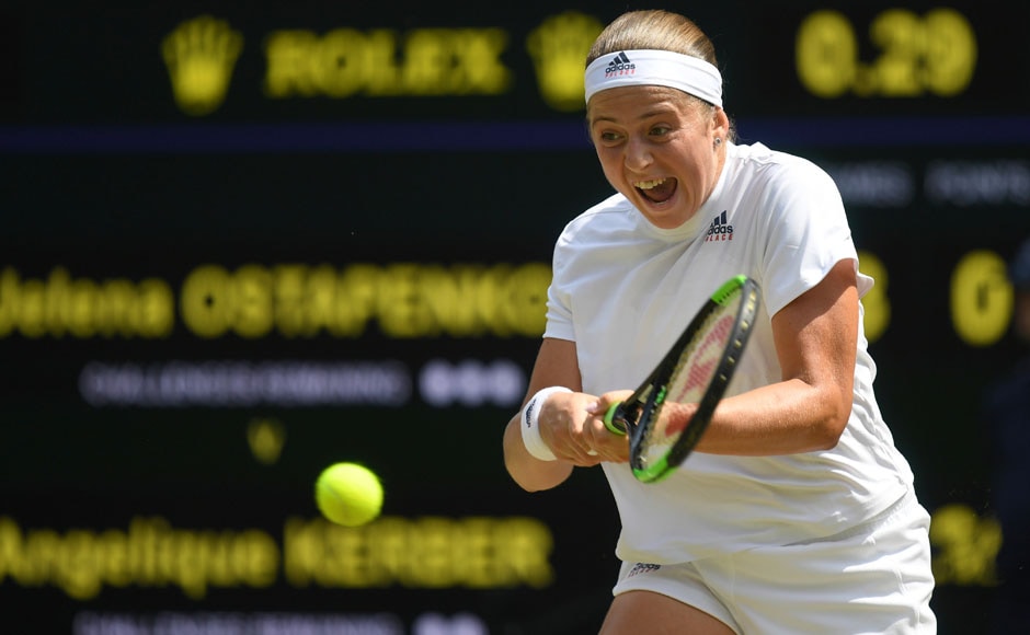 The match was neck and neck for the first few games, but Ostapenko was ultimately unable to keep up with Kerber's pace, losing 6-3 in the first set. AP The match was neck and neck for the first few games, but Ostapenko was ultimately unable to keep up with Kerber's pace, losing 6-3 in the first set. AP