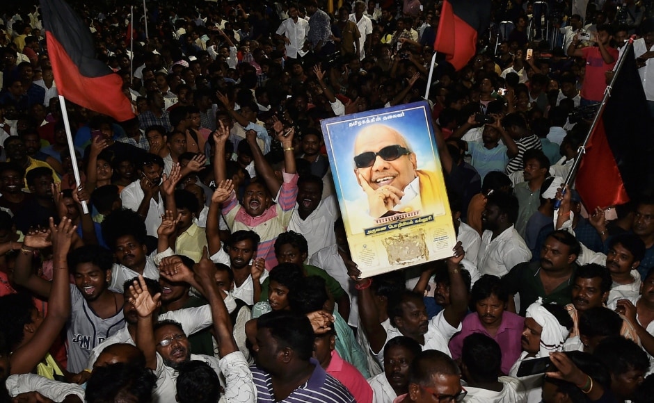 In addition to those mentioned above, hundreds of DMK supporters came to the hospital to show their support and concern as well. They gathered outside with posters and flags. PTI In addition to those mentioned above, hundreds of DMK supporters came to the hospital to show their support and concern as well. They gathered outside with posters and flags. PTI