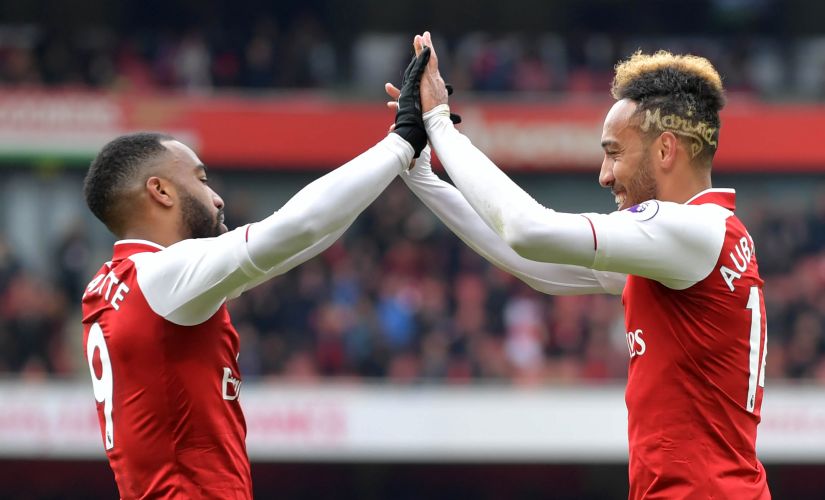 Arsenal forwards Alexandre Lacazette and Pierre-Emerick Aubameyang will provide new manager Unai Emery with good options up front. AFP