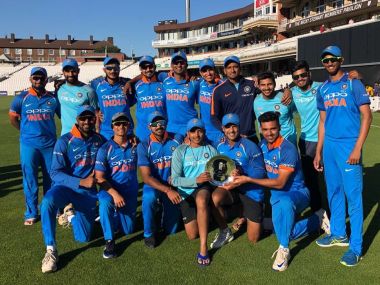   India "A" defeated the Lions of England by five wickets in the final of the three series. Image courtesy: Twitter / @ mayankcricket 