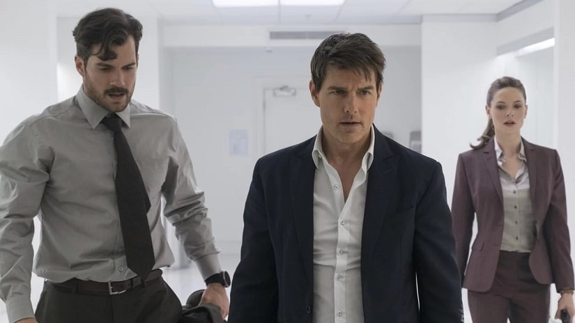 (From L-R) Henry Cavill, Tom Cruise and Rebecca Ferguson in Mission Impossible - Fallout