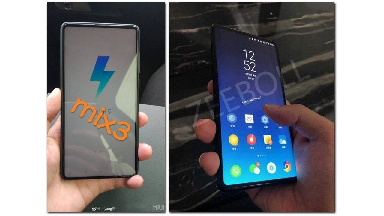 Hands-on images of the alleged Xiaomi Mi Mix 3. Image: Weibo