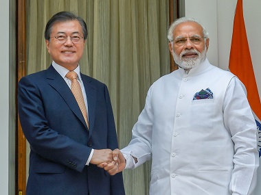 Narendra Modi in South Korea: PM to receive Seoul Peace Prize, bolster strategic ties in second meet with Moon Jae-in Narendra Modi in South Korea: PM to receive Seoul Peace Prize, bolster strategic ties in second meet with Moon Jae-in