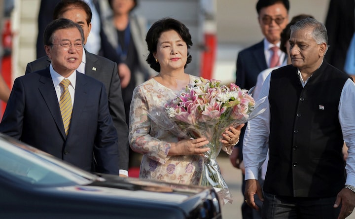 South Korean president Moon Jae-in arrives in India, slated to hold talks with Narendra Modi tomorrow