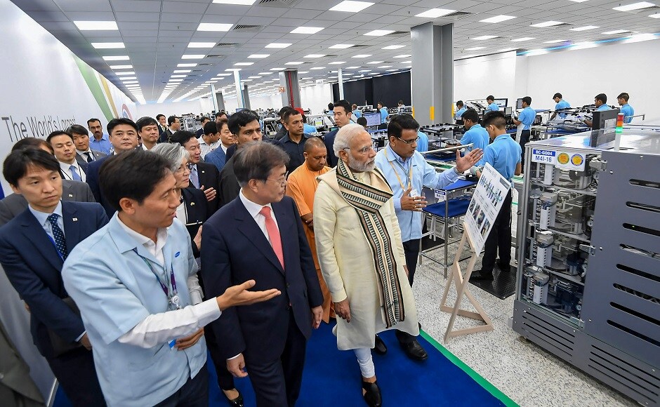 On Monday, Moon had jointly inaugurated the world's largest mobile phone factory in Noida with Modi. The two leaders had also travelled in the metro to Noida while heading for the inauguration of the Samsung facility. PTI On Monday, Moon had jointly inaugurated the world's largest mobile phone factory in Noida with Modi. The two leaders had also travelled in the metro to Noida while heading for the inauguration of the Samsung facility. PTI