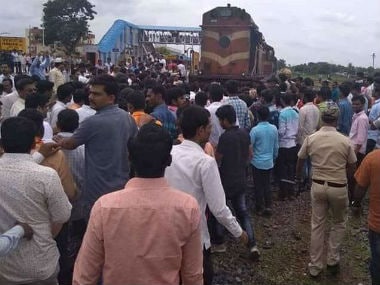 Protesters stopped trains at Parbhani. Image courtesy: Aarteeshymal Joshi