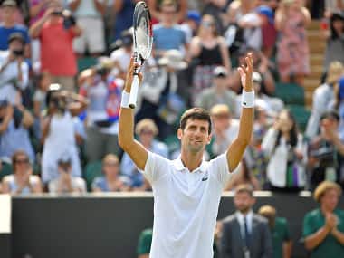 Tennis - Wimbledon - All England Lawn Tennis and Croquet Club, London, Britain - July 5, 2018. Serbia&rsquo;s Novak Djokovic celebrates winning his second round match against Argentina&rsquo;s Horacio Zeballos . REUTERS/Toby Melville - RC1227F6EFB0