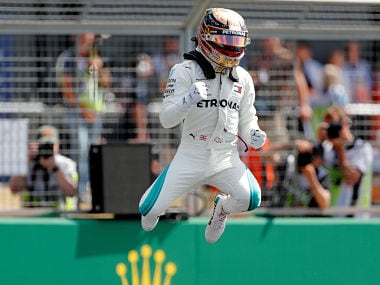 Formula One F1 - British Grand Prix - Silverstone Circuit, Silverstone, Britain - July 7, 2018 MercedesÕ Lewis Hamilton celebrates after qualifying in pole position Action Images via Reuters/Matthew Childs - RC145A8A8E70