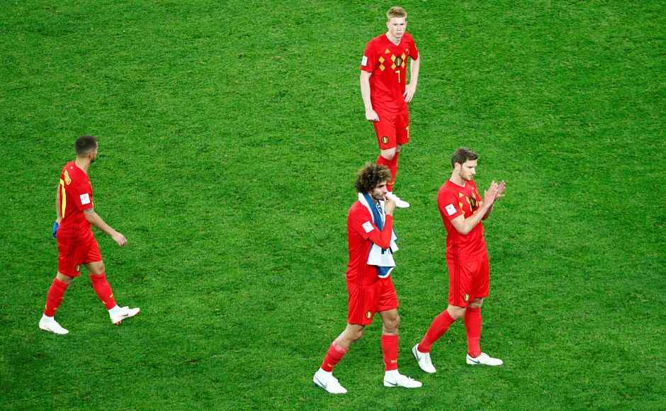 After the heart-wrenching loss Belgium players – Eden Hazard, Marouane Fellaini, Kevin De Bruyne and Jan Vertonghen acknowledge the supporters at Saint Petersburg Stadium. Reuters After the heart-wrenching loss Belgium players – Eden Hazard, Marouane Fellaini, Kevin De Bruyne and Jan Vertonghen acknowledge the supporters at Saint Petersburg Stadium. Reuters