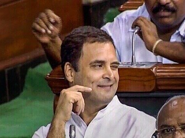 Congress President Rahul Gandhi after his speech in the Lok Sabha. PTI