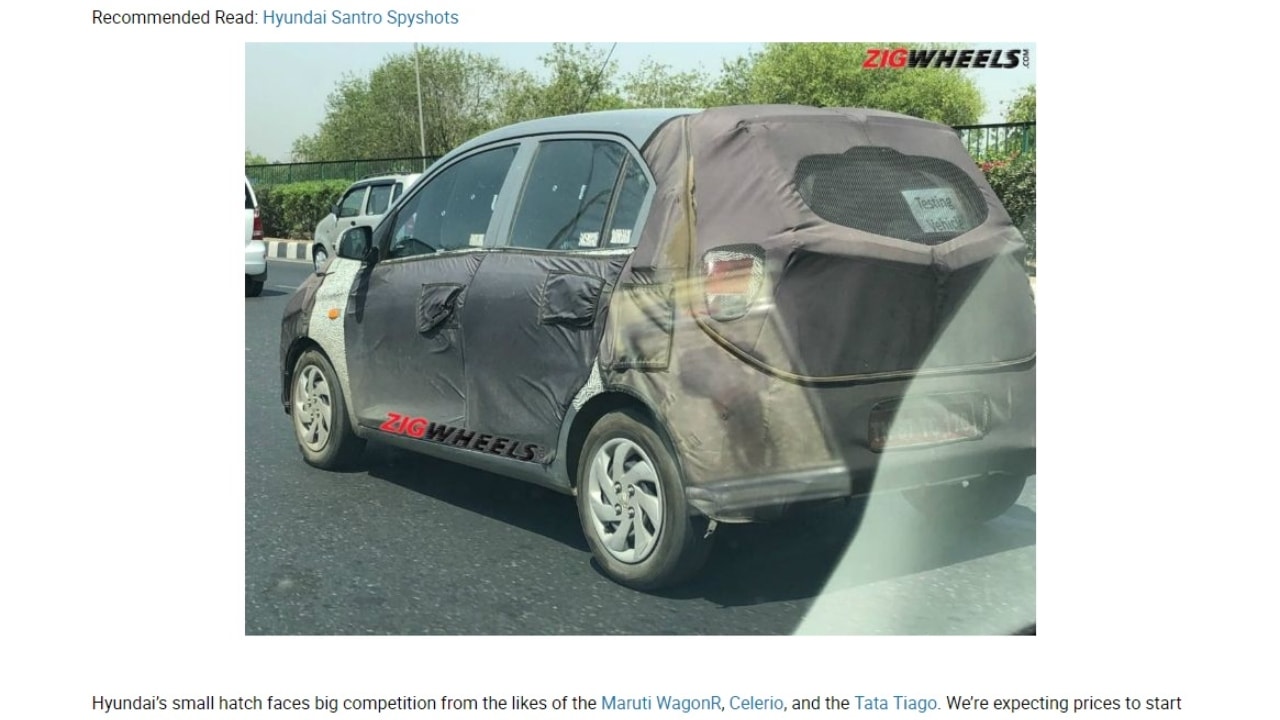 2018 Hyundai Santro to be launched in October; test car spotted on Indian roads