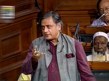 Congress MP Shashi Tharoor speaks in the Lok Sabha during the Monsoon session of Parliament. PTI