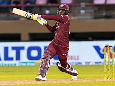 Shimron Hetmyer of Windies in action during the 2nd ODI match against Bangladesh at Guyana National Stadium. AFP 