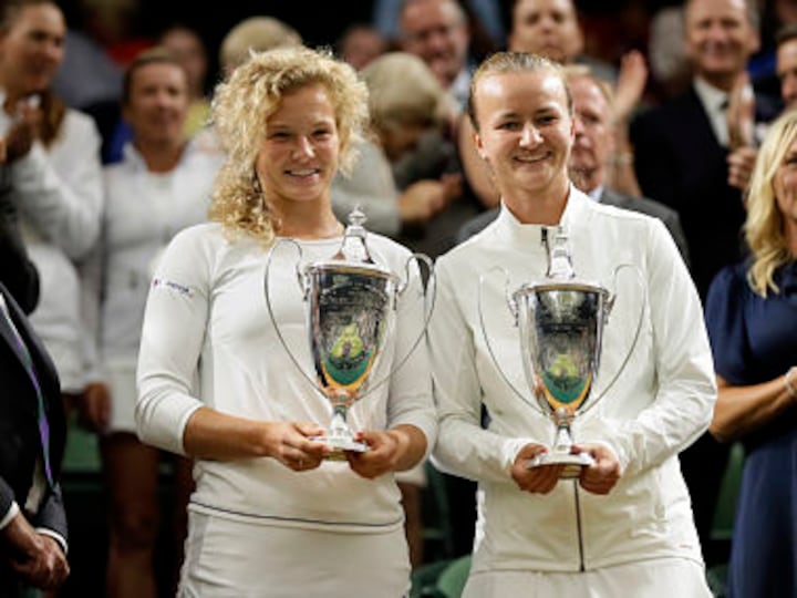Wimbledon 2018: Barbora Krejcikova and Katerina Siniakova win second successive doubles Grand Slam title