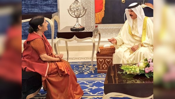 Sushma Swaraj meets Bahrain's king Hamad bin Isa, PM Khalifa bin Salman; leaders discuss trade, defence, energy