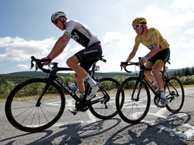   Chris Froome and Geraint Thomas (right), Team Sky, in action at the Tour de France 2018. Reuters 