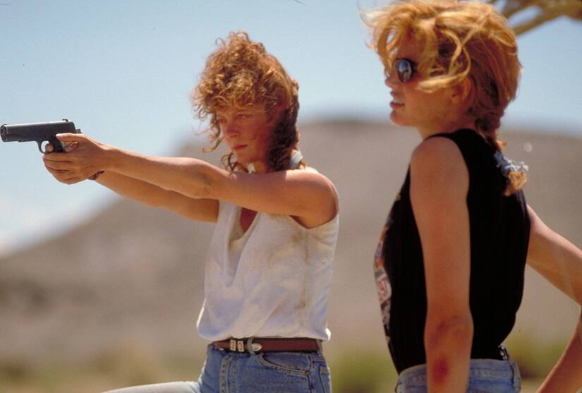 Geena Davis and Susan Sarandon in Thelma & Louise. Image via Twitter